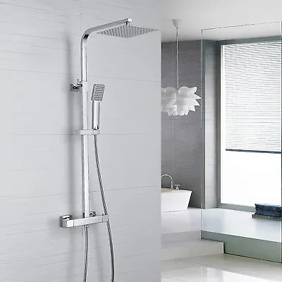 £59 • Buy Thermostatic Exposed Shower Mixer Bathroom Square Twin Head Large Bar By AICA