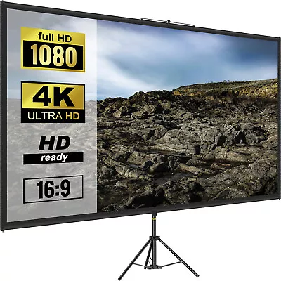 VEVOR Tripod Projector Screen With Stand 70 Inch 4K HD 16:9 Home Cinema Portable • $35.69