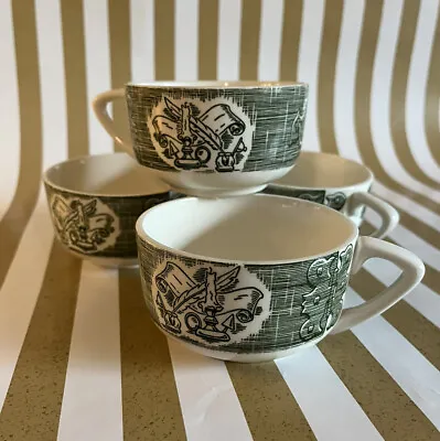 Lot Of 4 Royal China The Old Curiosity Shop Teacups 1950's Green Vintage Kitsch • $18