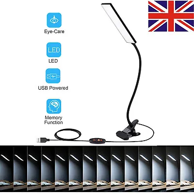 USB Clip On 48LED Flexible Desk Lamp Dimmable Memory Bed Read Table Study Light  • £11.99