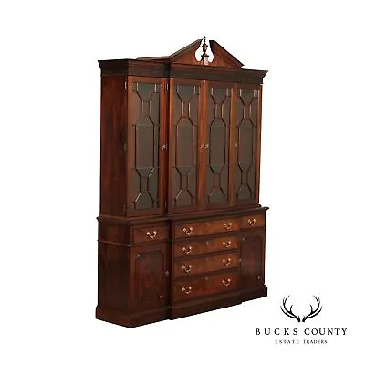 Stickley Chippendale Style Mahogany Breakfront China Cabinet • $3195