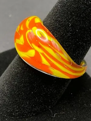 MURANO Glass Ring Sz 9 Multicolor Reddish Orange And Yellow Beautiful Condition • $50