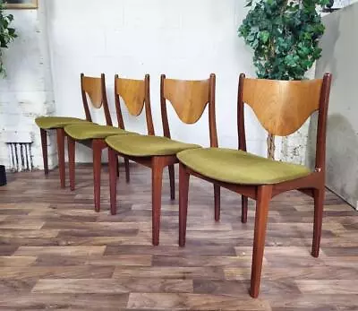 Set X 4 Vintage Mid-Century G Plan Teak & Green Dining Chairs Retro MCM Danish • £325