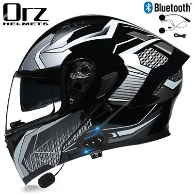 Bluetooth Modular DOT Motorcycle Helmet Full Face Dual Visor Flip Up MOTO Helmet • $93.56