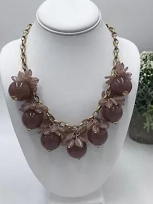 J. Crew Blossom Bauble Statement Cluster Dark Mauve Neutral Necklace - NWT • $69.91