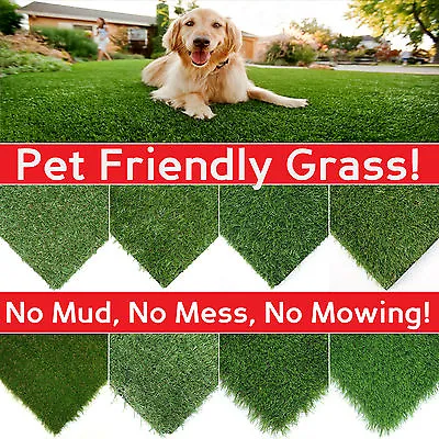 £35 • Buy CLEARANCE Artificial Grass Lawn Quality Realistic Natural Fake Garden Turf CHEAP