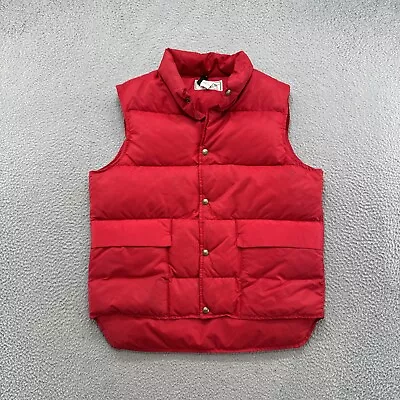 Vintage L.L. Bean Puffer Mens Red Goose Down Filled Snap Up Vest In Size Medium • $26.99