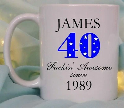 PERSONALISED BIRTHDAY GIFT FOR HIM MENS MUG 40th 50th 60th 65th RUDE FUN ADULT • £10.95