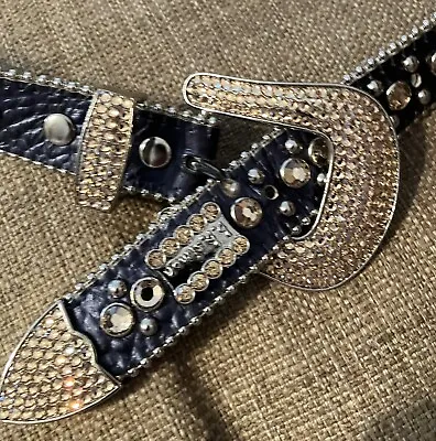 BB Simon Super Loaded Swarovski Crystal  XL Belt Bling Bling Rodeo HipHop USA • $159