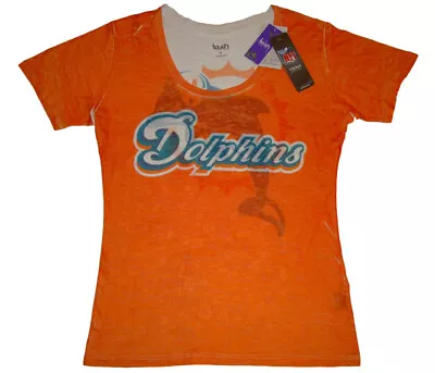 Miami Dolphins NFL Retro Logo Short Sleeve Women's Shirt Slim Junior Fit-Orange • $27.99