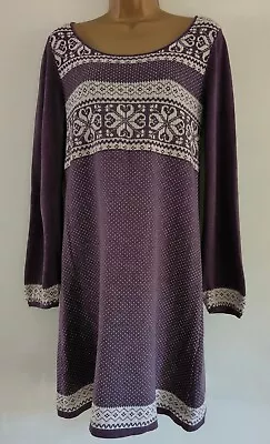 Fat Face Jumper Dress Tunic Purple Sweet Grape Knit Nordic Fair Isle Scandia 12 • £10.99