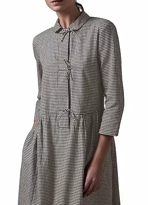 TOAST Tie Front Gingham Brushed Cotton Dress - UK 16 - • £79.80