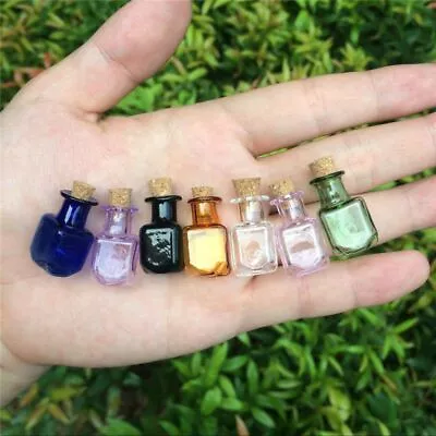 7 Tiny Jars Vials Mini Arts Glass Bottles Rectangle Cute Little Gift Accessories • $13.74