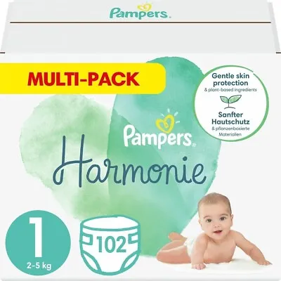 Pampers Baby Nappies Size 1 (2-5 Kg / 4-11 Lbs Newborn) Harmonie 102 Nappies • £21