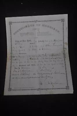 1871 Marriage Certificate Clarksville NY By Rev Vorhees [Vorheesville] • $24.98
