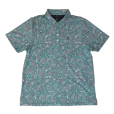 William Murray Golf Polo Shirt Martini Dance Print Green Mens Size Large • $49.99