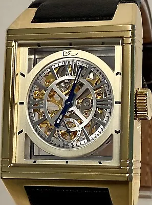 Daniel Steiger Rectangular Goldtone Skelenotized Hand-wind 17 Jewels Mens Watch • $239