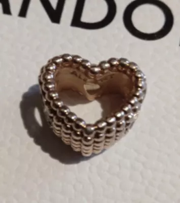 £25 • Buy Pandora Signature Rose Gold Plated Beaded Open Heart Charm 787516