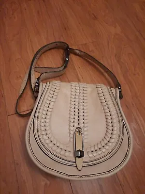 OrYANY Amanda Italian Cream Pebble Leather Saddle Crossbody Bag • $24.99