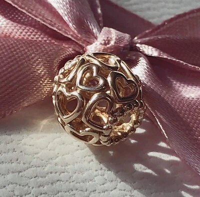 £215 • Buy Genuine Authentic Pandora 14k Solid Gold Charm Openwork Open Your Heart 750964