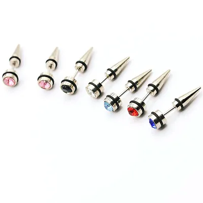 2X Multicolour Crystal Surgical Steel Fake Ear Plug Tunnel Stretcher Rivet Taper • £3.09