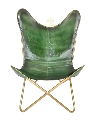 $228.18 • Buy Leather Green Butterfly Chair - Genuine Handmade Living Room Decor Chair PL2-59