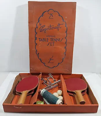 Vintage 1952 Official Table Tennis Set By Sportcraft Complete Net 4 Paddles Box • $69.99