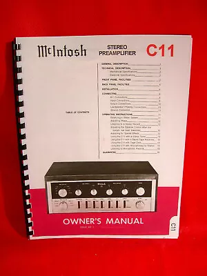 One Brand New Copy Of The Mcintosh C 11 Preamplifier Owner’s Manual • $26.95