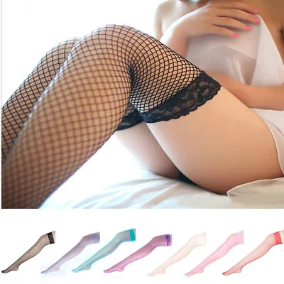 Women Sexy Lingerie Fishnet Lace Mesh High Thigh Stockings Pantyhose Long Socks • $2.45