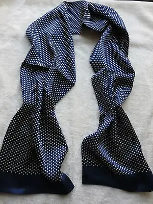 Mens 100 Silk Scarf Vintage Classic Dot Cravat Double Layer Neckerchief Blue • $17.84