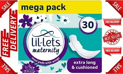 £8.99 • Buy Lil-Lets Maternity Pads, Extra Long Maxi Thick Pads With Wings, 3 Pack Of 10 Pad