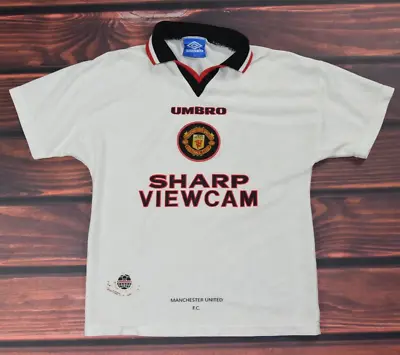 Umbro Jersey Manchester United Shirt Sharp Viewcam Vintage White Kit  Youth • $59