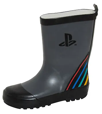 Boys Playstation Rubber Wellingtons Kids Gamer Wellington Boots Rain Wellies • £12.95