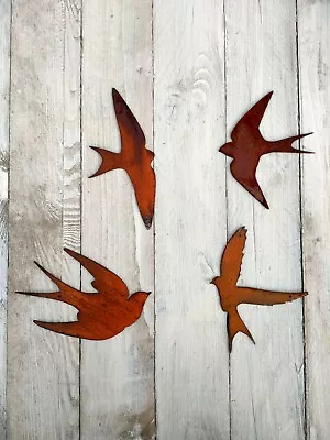 £22.99 • Buy Rusty Swallows Metal Wall Art,  Garden Bird Wall Art,  Metal Bird Art, Rustic