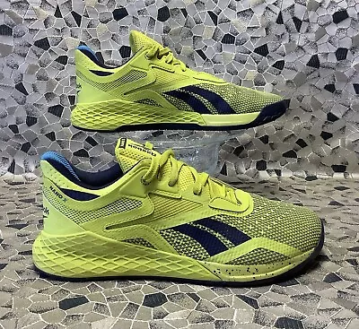 REEBOK NANO X Electric Yellow/Chartreuse/Vector Navy CrossFit 39 Women 8.5 • $47.74