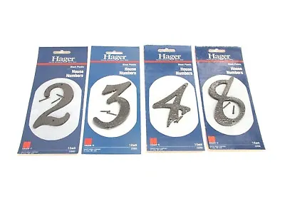 Nos! Vintage Hager 3-1/2  House Numbers Black Hammered Plastic • $5.99