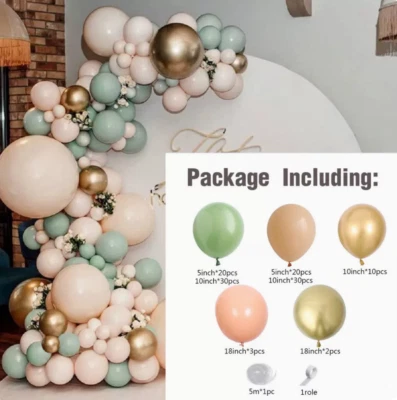 Balloon Garland Arch Kit - 117 Pieces Sage Green Blush & Gold Latex Balloons • $29.99