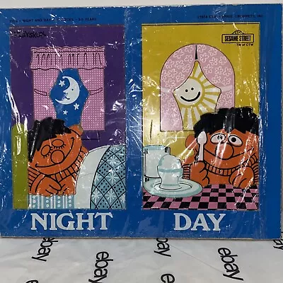 Vintage 1974 Playskool Sesame Street Ernie Night And Day 12 Piece Wooden Puzzle • $5.25