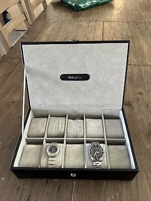 Mele And Co Black Bonded Leather Ten Watch Box Preowned • £12