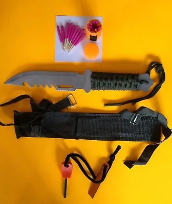 Survival Hunting Knife & Fire Starter Kit Emergency Earthquake Doomsday Prepper • $19.99