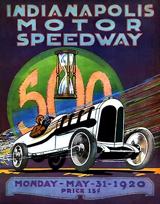 1920 Indy 500 Vintage Auto Racing Poster Art Print • $10.50