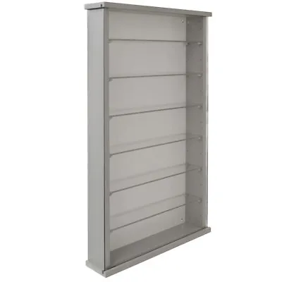 £89.99 • Buy Wall Display Cabinet Grey Solid Wood 6 Glass Shelves 3304OC