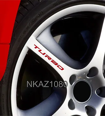 TURBO Decal Sticker Wheels Rims Racing Sport Car Sticker Emblem Logo RED 4pcs • $26.14