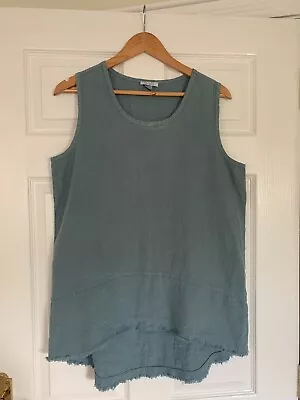 Dolcezza Blue Linen Tunic Top Medium • £12.99