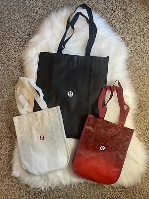Lululemon Reusable Shopping Tote Bag Large Black Small White Red Lot 3 New • $14.99