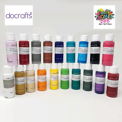 DoCrafts Artiste Acrylic Paint 59ml Bottles Matt Paint Metallic Pearl Colours • £2.99