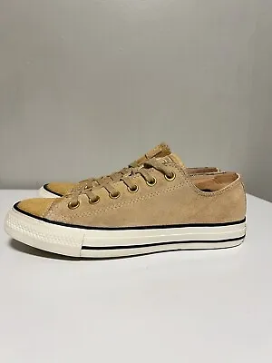 Converse All Star Tan Suede Pony Calf Hair Low Top Sneaker W 8 M 6 • £40.48