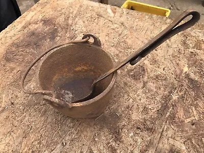 Vintage Lead Smelting Pot & Ladle 14 X 11cm  Original Condition - Herefordshire • £12.50
