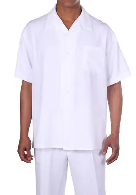 New Men's 2pc Walking Suit Short Sleeve Casual Shirt & Pants Set  Solid  M2954 . • $44.99