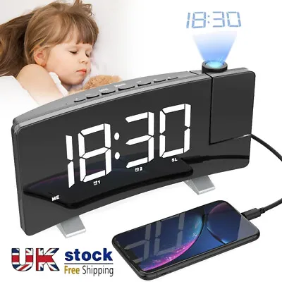 £20.89 • Buy LED  Digital Projection Alarm Clock HD FM Radio Snooze Dimmer Ceiling Projector